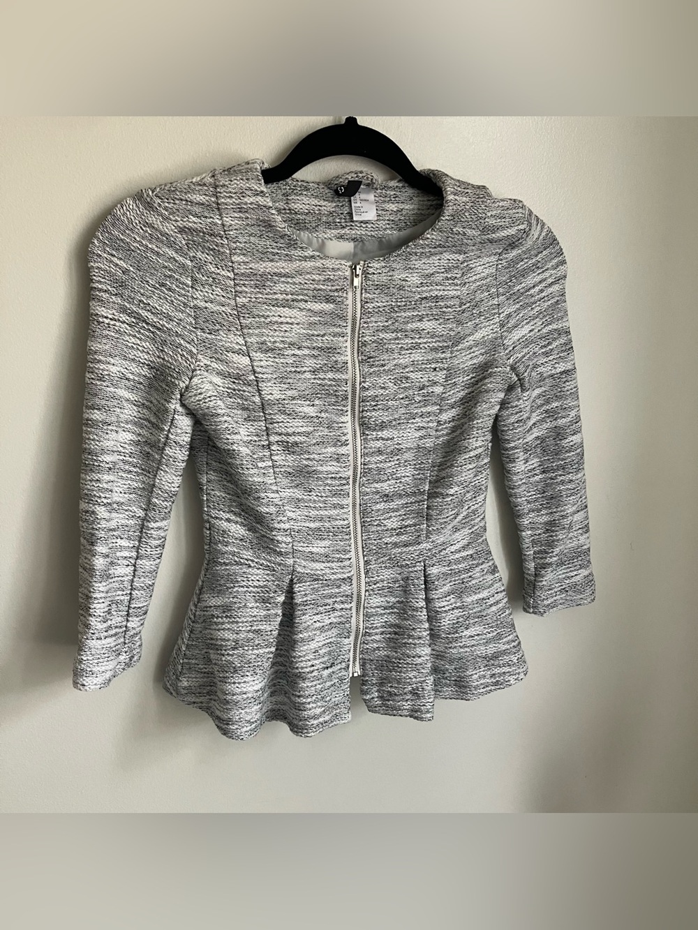 H&M Peplum Heathered Zip Up Blazer